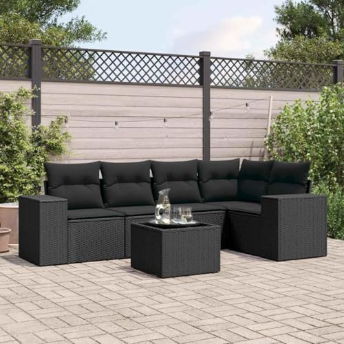 SDWEHO7 6er-Set Gartenmöbel, Outdoor Sitzgruppe mit Auflagen & Gartentisch, Balkonmöbel Balkonset Terrassenmöbel Garten Lounge Set Schwarz Poly Rattan SDWEHO7 6er-Set Gartenmöbel, Outdoor Sitzgruppe mit Auflagen & Gartentisch, Balkonmöbel Balkonset Terrassenmöbel Garten Lounge Set Schwarz Poly Rattan von SDWEHO7
