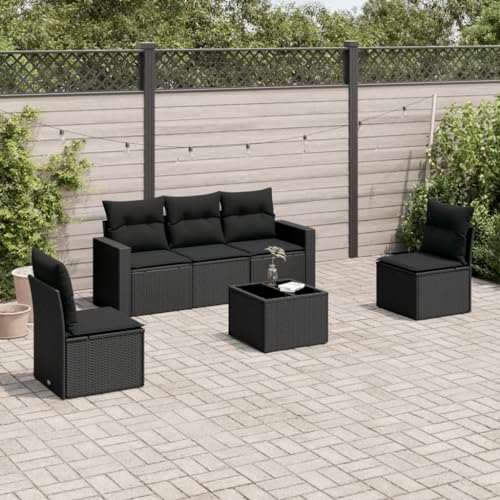 SDWEHO7 6er-Set Gartenmöbel, Outdoor Sitzgruppe mit Auflagen & Gartentisch, Balkonmöbel Balkonset Terrassenmöbel Garten Lounge Set Schwarz Poly Rattan SDWEHO7 6er-Set Gartenmöbel, Outdoor Sitzgruppe mit Auflagen & Gartentisch, Balkonmöbel Balkonset Terrassenmöbel Garten Lounge Set Schwarz Poly Rattan von SDWEHO7