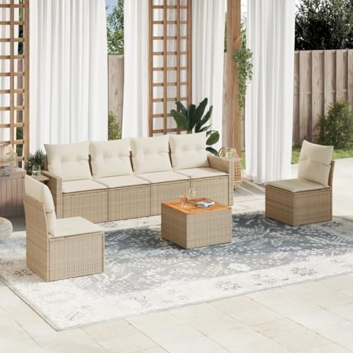 7er-Set Gartenmöbel, Outdoor Sitzgruppe mit Auflagen & Gartentisch, Balkonmöbel Balkonset Terrassenmöbel Garten Lounge Set Beige Poly Rattan 7er-Set Gartenmöbel, Outdoor Sitzgruppe mit Auflagen & Gartentisch, Balkonmöbel Balkonset Terrassenmöbel Garten Lounge Set Beige Poly Rattan von SDWEHO7