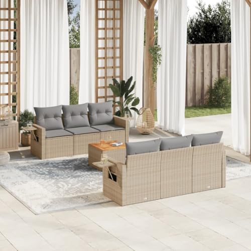 7er-Set Gartenmöbel, Outdoor Sitzgruppe mit Auflagen & Gartentisch, Balkonmöbel Balkonset Terrassenmöbel Garten Lounge Set Beige Poly Rattan 7er-Set Gartenmöbel, Outdoor Sitzgruppe mit Auflagen & Gartentisch, Balkonmöbel Balkonset Terrassenmöbel Garten Lounge Set Beige Poly Rattan von SDWEHO7