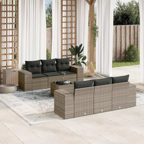 SDWEHO7 7er-Set Gartenmöbel, Outdoor Sitzgruppe mit Auflagen & Gartentisch, Balkonmöbel Balkonset Terrassenmöbel Garten Lounge Set Grau Poly Rattan SDWEHO7 7er-Set Gartenmöbel, Outdoor Sitzgruppe mit Auflagen & Gartentisch, Balkonmöbel Balkonset Terrassenmöbel Garten Lounge Set Grau Poly Rattan von SDWEHO7