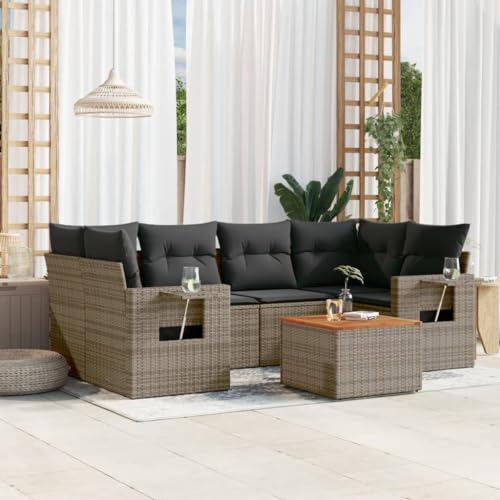 SDWEHO7 7er-Set Gartenmöbel, Outdoor Sitzgruppe mit Auflagen & Gartentisch, Balkonmöbel Balkonset Terrassenmöbel Garten Lounge Set Grau Poly Rattan SDWEHO7 7er-Set Gartenmöbel, Outdoor Sitzgruppe mit Auflagen & Gartentisch, Balkonmöbel Balkonset Terrassenmöbel Garten Lounge Set Grau Poly Rattan von SDWEHO7