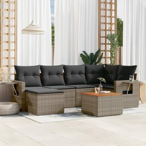 SDWEHO7 7er-Set Gartenmöbel, Outdoor Sitzgruppe mit Auflagen & Gartentisch, Balkonmöbel Balkonset Terrassenmöbel Garten Lounge Set Grau Poly Rattan SDWEHO7 7er-Set Gartenmöbel, Outdoor Sitzgruppe mit Auflagen & Gartentisch, Balkonmöbel Balkonset Terrassenmöbel Garten Lounge Set Grau Poly Rattan von SDWEHO7
