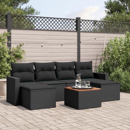 SDWEHO7 7er-Set Gartenmöbel, Outdoor Sitzgruppe mit Auflagen & Gartentisch, Balkonmöbel Balkonset Terrassenmöbel Garten Lounge Set Schwarz Poly Rattan SDWEHO7 7er-Set Gartenmöbel, Outdoor Sitzgruppe mit Auflagen & Gartentisch, Balkonmöbel Balkonset Terrassenmöbel Garten Lounge Set Schwarz Poly Rattan von SDWEHO7