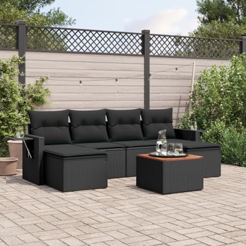 SDWEHO7 7er-Set Gartenmöbel, Outdoor Sitzgruppe mit Auflagen & Gartentisch, Balkonmöbel Balkonset Terrassenmöbel Garten Lounge Set Schwarz Poly Rattan SDWEHO7 7er-Set Gartenmöbel, Outdoor Sitzgruppe mit Auflagen & Gartentisch, Balkonmöbel Balkonset Terrassenmöbel Garten Lounge Set Schwarz Poly Rattan von SDWEHO7