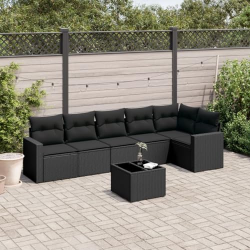 SDWEHO7 7er-Set Gartenmöbel, Outdoor Sitzgruppe mit Auflagen & Gartentisch, Balkonmöbel Balkonset Terrassenmöbel Garten Lounge Set Schwarz Poly Rattan SDWEHO7 7er-Set Gartenmöbel, Outdoor Sitzgruppe mit Auflagen & Gartentisch, Balkonmöbel Balkonset Terrassenmöbel Garten Lounge Set Schwarz Poly Rattan von SDWEHO7
