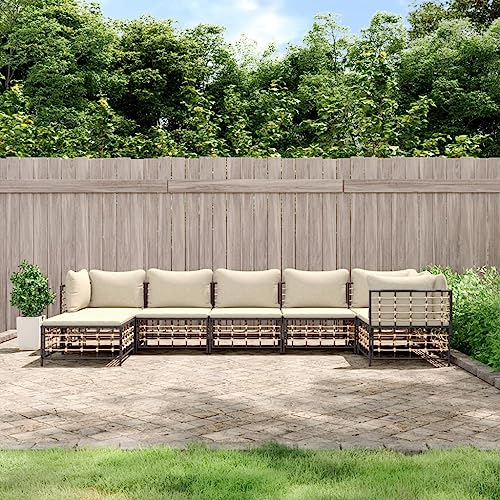 SDWEHO7 7er-Set Gartenmöbel, Outdoor Sitzgruppe mit Auflagen & Hocker, Balkonmöbel Balkonset Terrassenmöbel Garten Lounge Set, Anthrazit Poly Rattan SDWEHO7 7er-Set Gartenmöbel, Outdoor Sitzgruppe mit Auflagen & Hocker, Balkonmöbel Balkonset Terrassenmöbel Garten Lounge Set, Anthrazit Poly Rattan von SDWEHO7