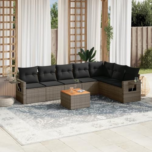 SDWEHO7 8er-Set Gartenmöbel, Outdoor Sitzgruppe mit Auflagen & Tisch, Balkonmöbel Balkonset Terrassenmöbel Garten Lounge Set, Grau Poly Rattan SDWEHO7 8er-Set Gartenmöbel, Outdoor Sitzgruppe mit Auflagen & Tisch, Balkonmöbel Balkonset Terrassenmöbel Garten Lounge Set, Grau Poly Rattan von SDWEHO7