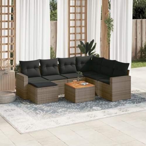 SDWEHO7 8er-Set Gartenmöbel, Outdoor Sitzgruppe mit Auflagen & Tisch, Balkonmöbel Balkonset Terrassenmöbel Garten Lounge Set, Grau Poly Rattan SDWEHO7 8er-Set Gartenmöbel, Outdoor Sitzgruppe mit Auflagen & Tisch, Balkonmöbel Balkonset Terrassenmöbel Garten Lounge Set, Grau Poly Rattan von SDWEHO7