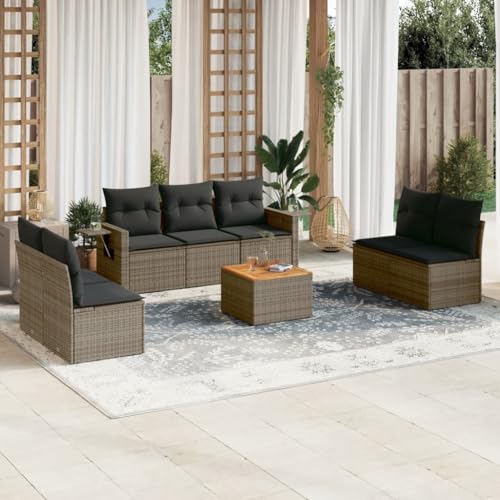 SDWEHO7 8er-Set Gartenmöbel, Outdoor Sitzgruppe mit Auflagen & Tisch, Balkonmöbel Balkonset Terrassenmöbel Garten Lounge Set, Grau Poly Rattan SDWEHO7 8er-Set Gartenmöbel, Outdoor Sitzgruppe mit Auflagen & Tisch, Balkonmöbel Balkonset Terrassenmöbel Garten Lounge Set, Grau Poly Rattan von SDWEHO7