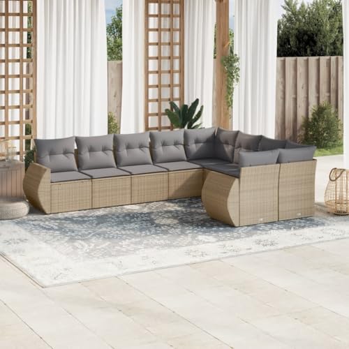 9er-Set Gartenmöbel, Outdoor Sitzgruppe mit Auflagen, Balkonmöbel Balkonset Terrassenmöbel Garten Lounge Set Beige Poly Rattan 9er-Set Gartenmöbel, Outdoor Sitzgruppe mit Auflagen, Balkonmöbel Balkonset Terrassenmöbel Garten Lounge Set Beige Poly Rattan von SDWEHO7