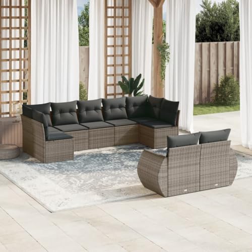 SDWEHO7 9er-Set Gartenmöbel, Outdoor Sitzgruppe mit Auflagen, Balkonmöbel Balkonset Terrassenmöbel Garten Lounge Set Grau Poly Rattan SDWEHO7 9er-Set Gartenmöbel, Outdoor Sitzgruppe mit Auflagen, Balkonmöbel Balkonset Terrassenmöbel Garten Lounge Set Grau Poly Rattan von SDWEHO7