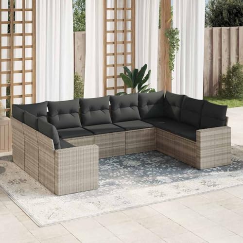 SDWEHO7 9er-Set Gartenmöbel, Outdoor Sitzgruppe mit Auflagen, Balkonmöbel Balkonset Terrassenmöbel Garten Lounge Set Hellgrau Poly Rattan SDWEHO7 9er-Set Gartenmöbel, Outdoor Sitzgruppe mit Auflagen, Balkonmöbel Balkonset Terrassenmöbel Garten Lounge Set Hellgrau Poly Rattan von SDWEHO7
