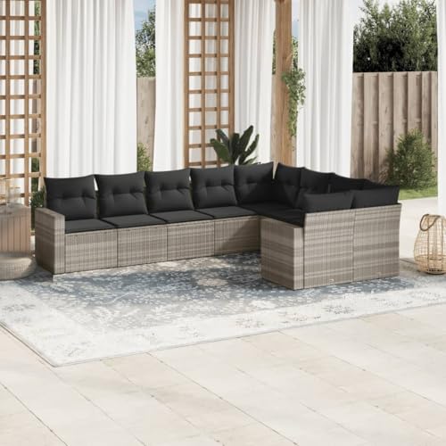 SDWEHO7 9er-Set Gartenmöbel, Outdoor Sitzgruppe mit Auflagen, Balkonmöbel Balkonset Terrassenmöbel Garten Lounge Set Hellgrau Poly Rattan SDWEHO7 9er-Set Gartenmöbel, Outdoor Sitzgruppe mit Auflagen, Balkonmöbel Balkonset Terrassenmöbel Garten Lounge Set Hellgrau Poly Rattan von SDWEHO7