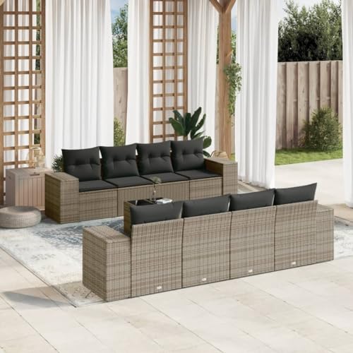 SDWEHO7 9er-Set Gartenmöbel, Outdoor Sitzgruppe mit Auflagen & Tisch, Balkonmöbel Balkonset Terrassenmöbel Garten Lounge Set, Grau Poly Rattan SDWEHO7 9er-Set Gartenmöbel, Outdoor Sitzgruppe mit Auflagen & Tisch, Balkonmöbel Balkonset Terrassenmöbel Garten Lounge Set, Grau Poly Rattan von SDWEHO7
