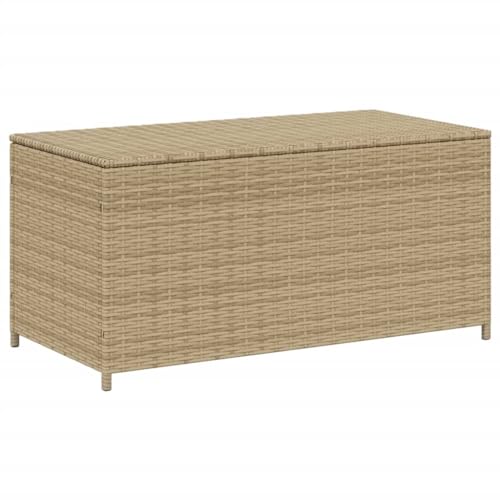 SDWEHO7 Auflagenbox aus PE Rattan, Gartenbox Garten Truhe Box Aufbewahrungsbox Gartentruhe für Terrasse & Balkon, Beige 190L von SDWEHO7