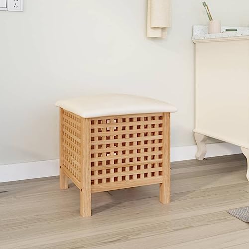 SDWEHO7 Badhocker mit Stauraum, Wäschekorb mit Sitz, Wäschebox für Schlafzimmer Badezimmer, Mesh-Design für Gute Belüftung, 48x47,5x52 cm Massivholz Nussbaum SDWEHO7 Badhocker mit Stauraum, Wäschekorb mit Sitz, Wäschebox für Schlafzimmer Badezimmer, Mesh-Design für Gute Belüftung, 48x47,5x52 cm Massivholz Nussbaum von SDWEHO7