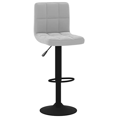 SDWEHO7 Barhocker, Höhenverstellbare Drehbare Barstühl, Küchenstühle mit Rückenlehne und Fußstütze für Esszimmer, Tresen, 40x47x(90-111) cm Hellgrau Samt von SDWEHO7