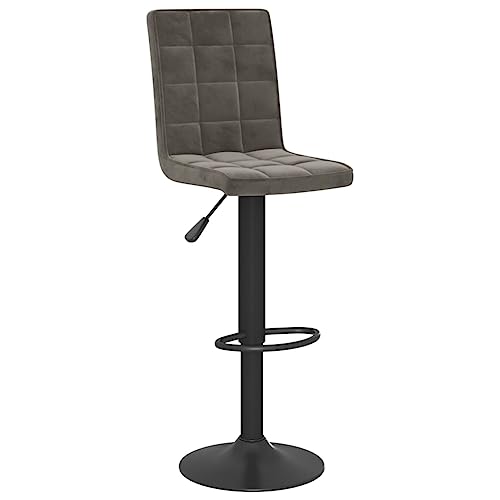 SDWEHO7 Barhocker, Höhenverstellbare Drehbare Barstühl, Küchenstühle mit Rückenlehne und Fußstütze für Esszimmer, Tresen, 40x52x(102.5-124.5) cm Dunkelgrau Samt von SDWEHO7