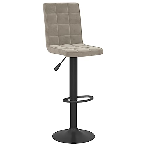 SDWEHO7 Barhocker, Höhenverstellbare Drehbare Barstühl, Küchenstühle mit Rückenlehne und Fußstütze für Esszimmer, Tresen, 40x52x(102.5-124.5) cm Hellgrau Samt von SDWEHO7