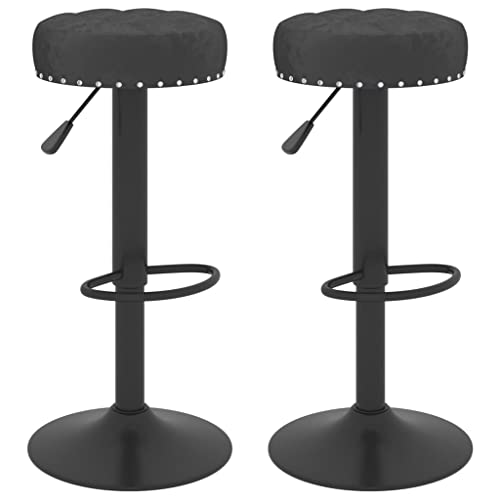 SDWEHO7 Barhocker 2 STK, Hocker mit Gepolsterte Sitzfläche, Modern Arbeitshocker für Bar Bistro Café Küche, Höhenverstellbar, 38.5x38.5X(63-83) cm Schwarz Samt von SDWEHO7