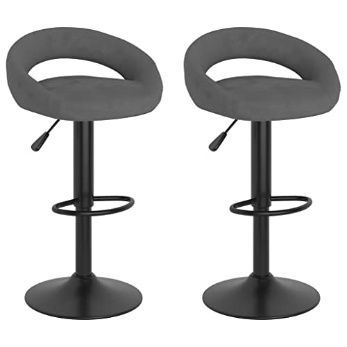 SDWEHO7 Barhocker 2er Set, Bar Stool Höhenverstellbar, Tresenstuhl, Küchenstühle mit Hohler Rückenlehne für Esszimmer, Bistro, 45x43x(75-97) cm Dunkelgrau Samt von SDWEHO7