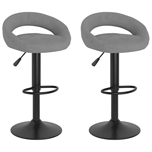 SDWEHO7 Barhocker 2er Set, Bar Stool Höhenverstellbar, Tresenstuhl, Küchenstühle mit Hohler Rückenlehne für Esszimmer, Bistro, 45x43x(75-97) cm Hellgrau Samt von SDWEHO7