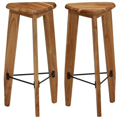 SDWEHO7 Barhocker 2er Set, Barstühl mit Fußstütze, Küchenstühle für Küche, Wohnzimmer, Esszimmer, Bistro, Robust und stabil, 34 x 33 x 73 cm Akazie Massivholz von SDWEHO7