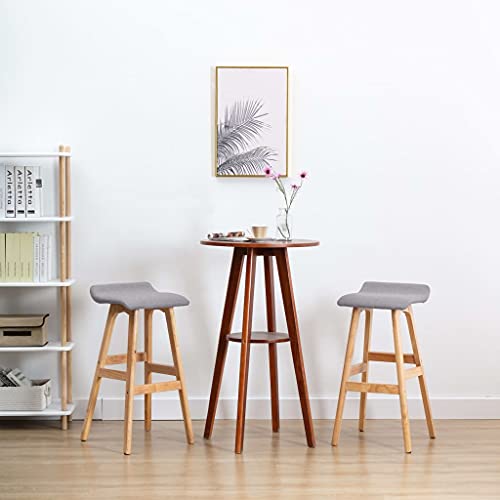 SDWEHO7 Barhocker 2er Set, Barstühl mit Fußstütze, Küchenstühle für Küche, Wohnzimmer, Esszimmer, Robust und stabil, 41 x 42 x 79 cm Hellgrau Stoff, Buchenholz von SDWEHO7