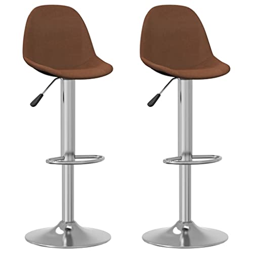 SDWEHO7 Barhocker 2er Set, Barstuhl, Gepolsterter Stuhl, Küchenstühle mit Rückenlehne und Fußstütze, höhenverstellbar Tresenhocker, 41x45x(90-112) cm Braun Stoff von SDWEHO7
