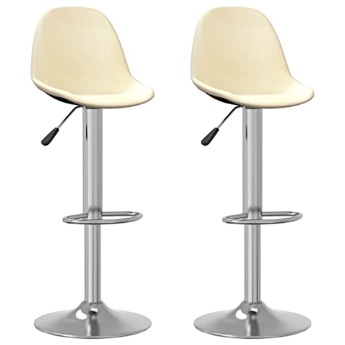 SDWEHO7 Barhocker 2er Set, Barstuhl, Gepolsterter Stuhl, Küchenstühle mit Rückenlehne und Fußstütze, höhenverstellbar Tresenhocker, 41x45x(90-112) cm Creme Stoff von SDWEHO7