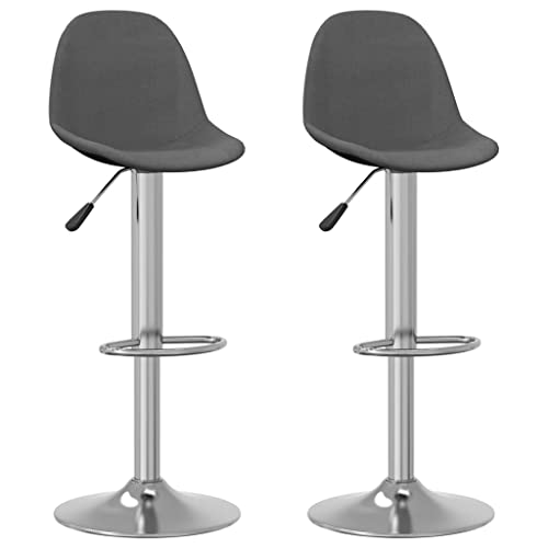 SDWEHO7 Barhocker 2er Set, Barstuhl, Gepolsterter Stuhl, Küchenstühle mit Rückenlehne und Fußstütze, höhenverstellbar Tresenhocker, 41x45x(90-112) cm Dunkelgrau Stoff von SDWEHO7