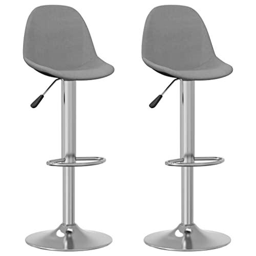 SDWEHO7 Barhocker 2er Set, Barstuhl, Gepolsterter Stuhl, Küchenstühle mit Rückenlehne und Fußstütze, höhenverstellbar Tresenhocker, 41x45x(90-112) cm Grau Stoff von SDWEHO7