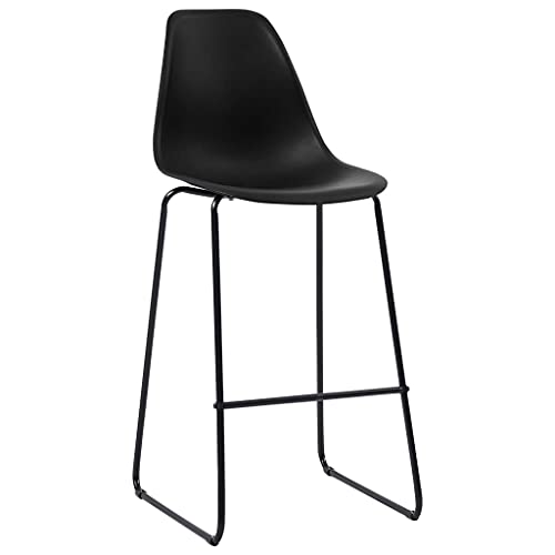 SDWEHO7 Barhocker 2er Set, Barstuhl mit Rückenlehne und Fußstütze für Bar, Esszimmer, Bistro, Café, Robust und stabil, 48x57x112.5 cm Schwarz Kunststoff von SDWEHO7