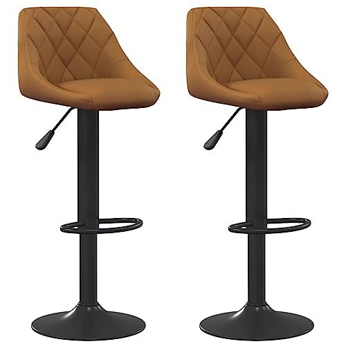 SDWEHO7 Barhocker 2er Set, Gepolsterter Stuhl, Drehstühle mit Rückenlehne, höhenverstellbare Wohnzimmerstühle für Esszimmer, 46x44x(82-103) cm Braun Samt von SDWEHO7
