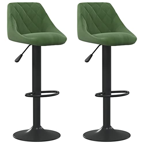 SDWEHO7 Barhocker 2er Set, Gepolsterter Stuhl, Drehstühle mit Rückenlehne, höhenverstellbare Wohnzimmerstühle für Esszimmer, 46x44x(82-103) cm Dunkelgrün Samt von SDWEHO7