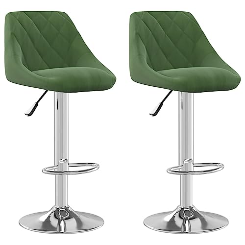 SDWEHO7 Barhocker 2er Set, Gepolsterter Stuhl, Drehstühle mit Rückenlehne, höhenverstellbare Wohnzimmerstühle für Esszimmer, 46x44x(82-103) cm Dunkelgrün Samt von SDWEHO7
