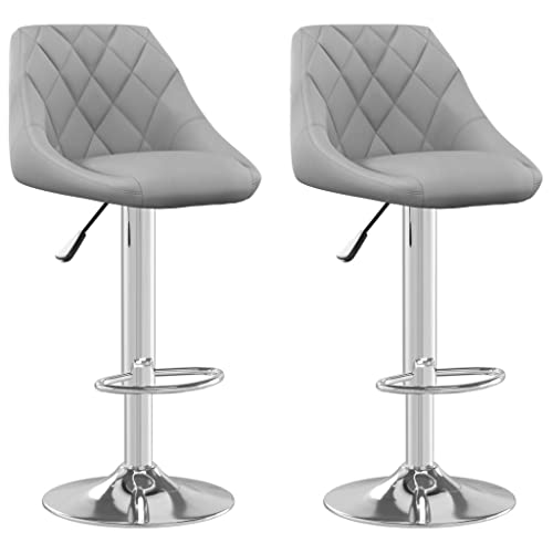 SDWEHO7 Barhocker 2er Set, Gepolsterter Stuhl, Drehstühle mit Rückenlehne, höhenverstellbare Wohnzimmerstühle für Esszimmer, 46x44x(82-103) cm Hellgrau Samt von SDWEHO7