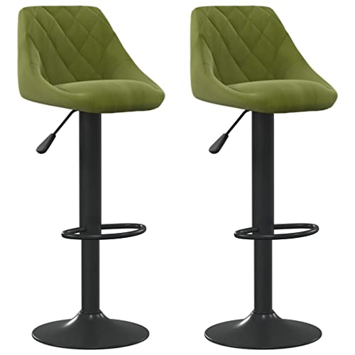 SDWEHO7 Barhocker 2er Set, Gepolsterter Stuhl, Drehstühle mit Rückenlehne, höhenverstellbare Wohnzimmerstühle für Esszimmer, 46x44x(82-103) cm Hellgrün Samt von SDWEHO7