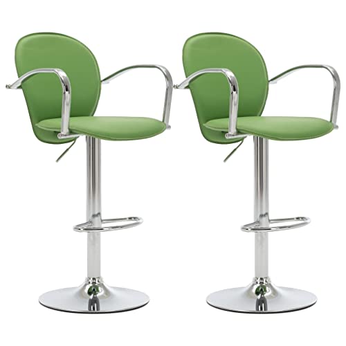 SDWEHO7 Barhocker 2er Set, Höhenverstellbare Drehbare Barstühl, Esshocker mit Rückenlehne und Armlehne für Bar und Küche, 49x53x(87.5-108.5) cm Grün Kunstleder von SDWEHO7