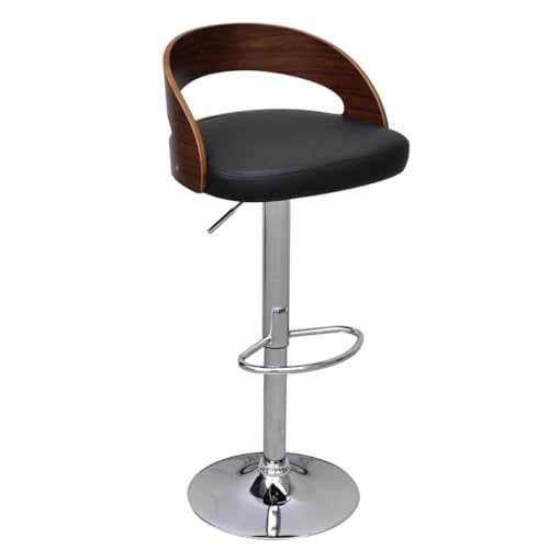 SDWEHO7 Barhocker 2er Set, Höhenverstellbare Drehbare Barstühl, Esshocker mit Rückenlehne und Fußstütze für Bar, Theke und Küche, 46.5x45.5X(79-101) cm Bugholz von SDWEHO7