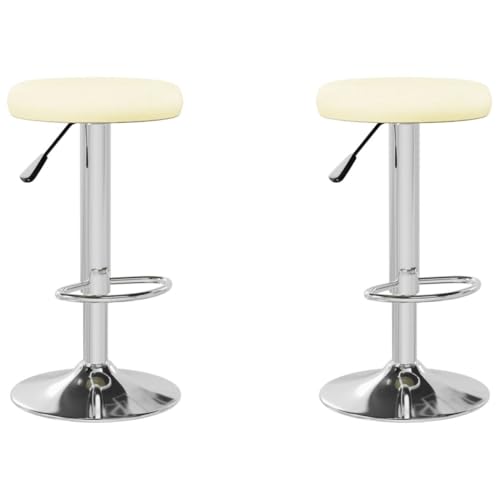 SDWEHO7 Barhocker 2er Set, Höhenverstellbare Drehbare Barstühl, Küchenstühle mit Fußstütze für Esszimmer, Tresen, Bistro, 31x(58-78) cm Creme Kunstleder von SDWEHO7