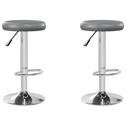 SDWEHO7 Barhocker 2er Set, Höhenverstellbare Drehbare Barstühl, Küchenstühle mit Fußstütze für Esszimmer, Tresen, Bistro, 31x(58-78) cm Grau Kunstleder von SDWEHO7