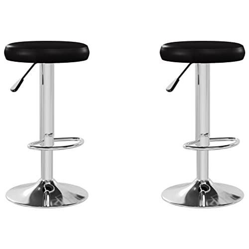SDWEHO7 Barhocker 2er Set, Höhenverstellbare Drehbare Barstühl, Küchenstühle mit Fußstütze für Esszimmer, Tresen, Bistro, 31x(58-78) cm Schwarz Kunstleder von SDWEHO7