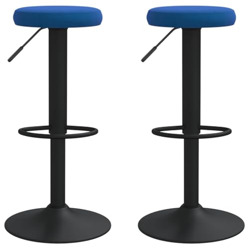 SDWEHO7 Barhocker 2er Set, Höhenverstellbare Drehbare Barstühl, Küchenstühle mit Fußstütze für Esszimmer, Tresen, Bistro, Robust, 31x(58-78) cm Blau Samt von SDWEHO7