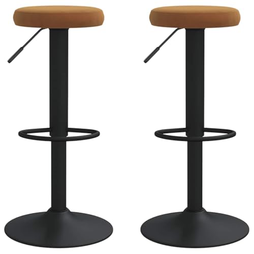 SDWEHO7 Barhocker 2er Set, Höhenverstellbare Drehbare Barstühl, Küchenstühle mit Fußstütze für Esszimmer, Tresen, Bistro, Robust, 31x(58-78) cm Braun Samt von SDWEHO7