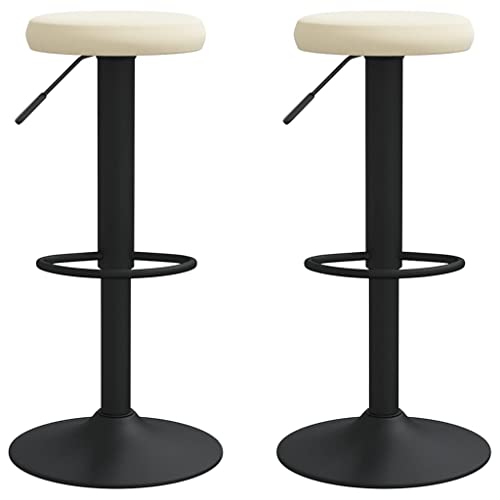 SDWEHO7 Barhocker 2er Set, Höhenverstellbare Drehbare Barstühl, Küchenstühle mit Fußstütze für Esszimmer, Tresen, Bistro, Robust, 31x(58-78) cm Creme Samt von SDWEHO7
