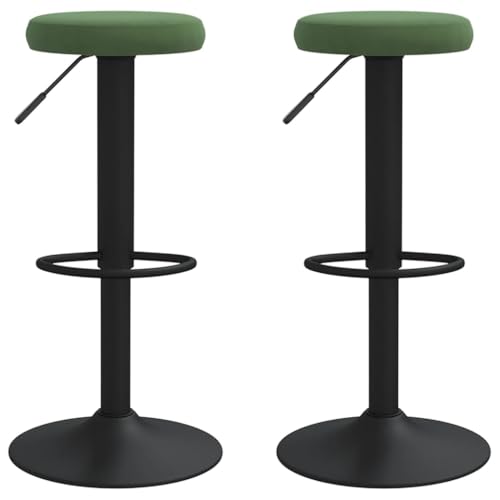 SDWEHO7 Barhocker 2er Set, Höhenverstellbare Drehbare Barstühl, Küchenstühle mit Fußstütze für Esszimmer, Tresen, Bistro, Robust, 31x(58-78) cm Dunkelgrün Samt von SDWEHO7