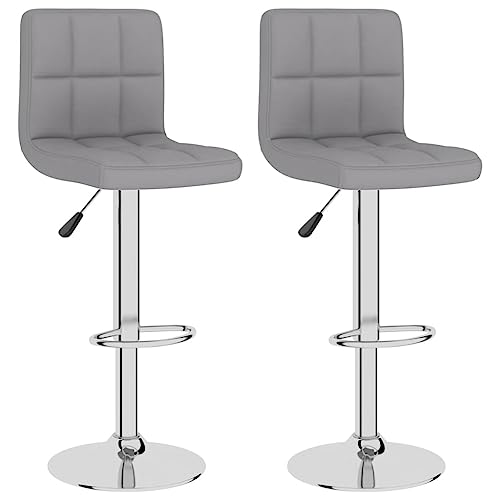 SDWEHO7 Barhocker 2er Set, Höhenverstellbare Drehbare Barstühl, Küchenstühle mit Rückenlehne und Fußstütze für Esszimmer, 40 x 47 x (90-111) cm Hellgrau Stoff von SDWEHO7