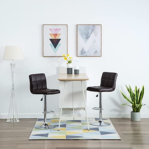 SDWEHO7 Barhocker 2er Set, Höhenverstellbare Drehbare Barstühl, Küchenstühle mit Rückenlehne und Fußstütze für Esszimmer, 40x47x(90-111) cm Braun Kunstleder von SDWEHO7